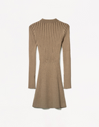 Long Sleeves Mini Ribbed Dress