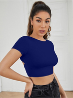Tie Up Back Blue Crop Top