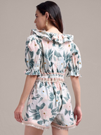 Puff Sleeves V-Neck Playsuit