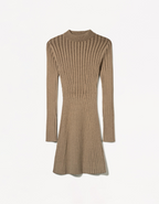 Long Sleeves Mini Ribbed Dress