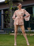 Boat Neck Long Sleeves Playsuit with Belt
