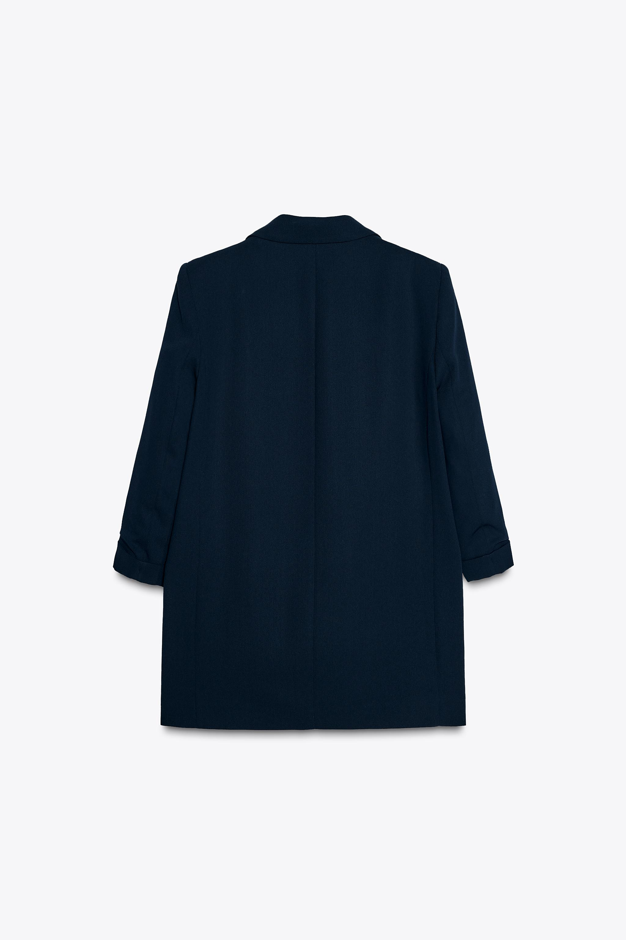 Navy Rolled-Up Sleeves Blazer