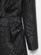 Jacquard V-Neck Black Dress