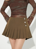 Mackenzie Olive Pleated Skirt
