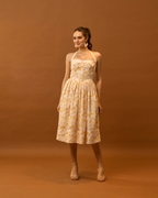 Moon Tie-Around Neck Strap Dress  In Yellow