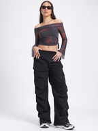OG Dyes Off-Shoulder Mesh Crop Top