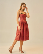 Moon Tie-Around Neck Strap Dress In Red