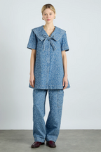 Leopard Laser Denim Dress And Pants Co-Ord Set