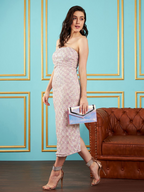 Off-White & Pink Embellished Sheath Dress