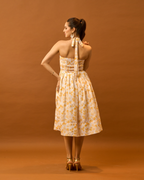 Moon Tie-Around Neck Strap Dress  In Yellow