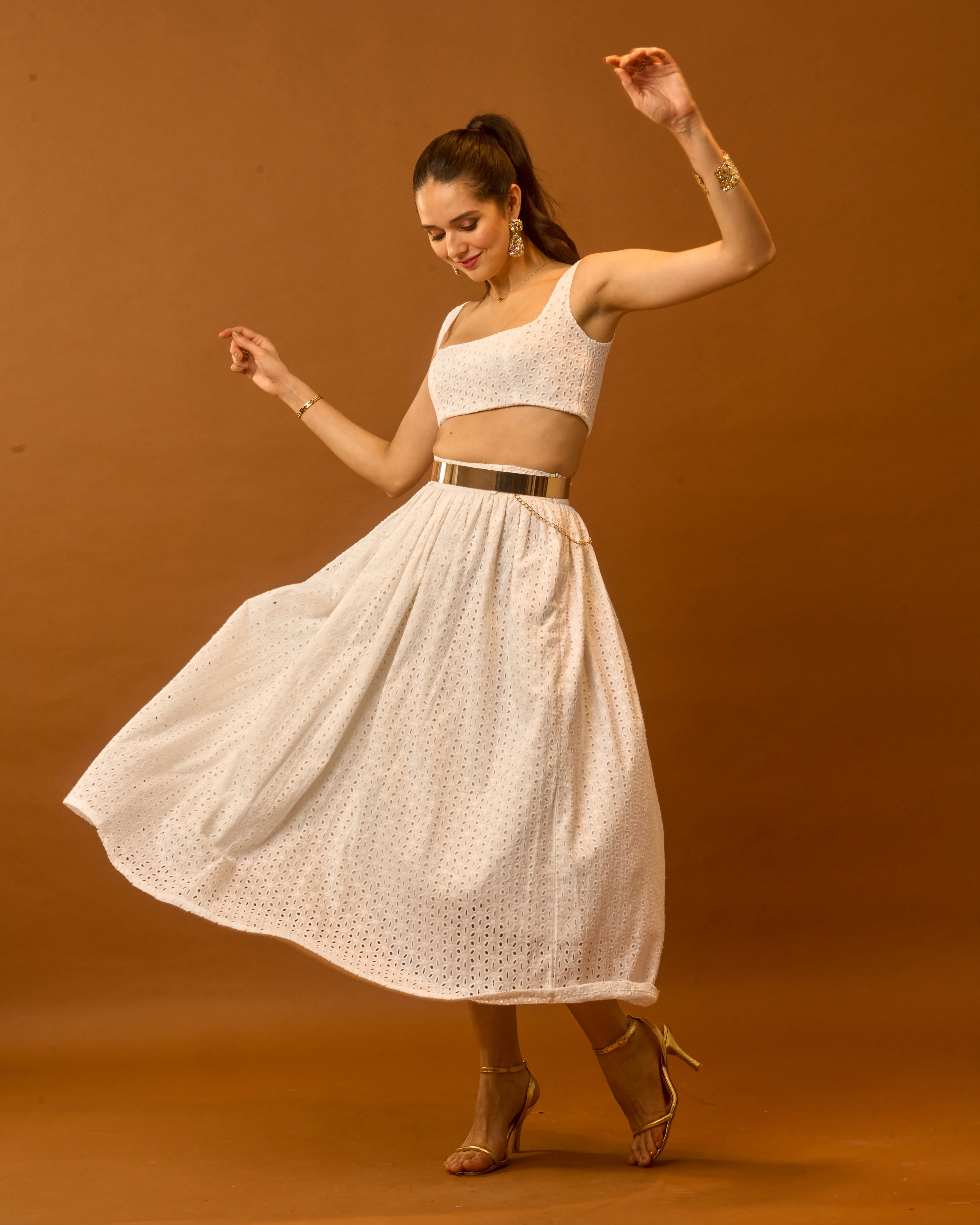 Moon Crop Top And Skirt Co-Ord Set