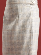 Checked Front-Open Blazer & Skirt Set