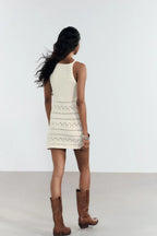 Halter Neck Crochet Mini Dress