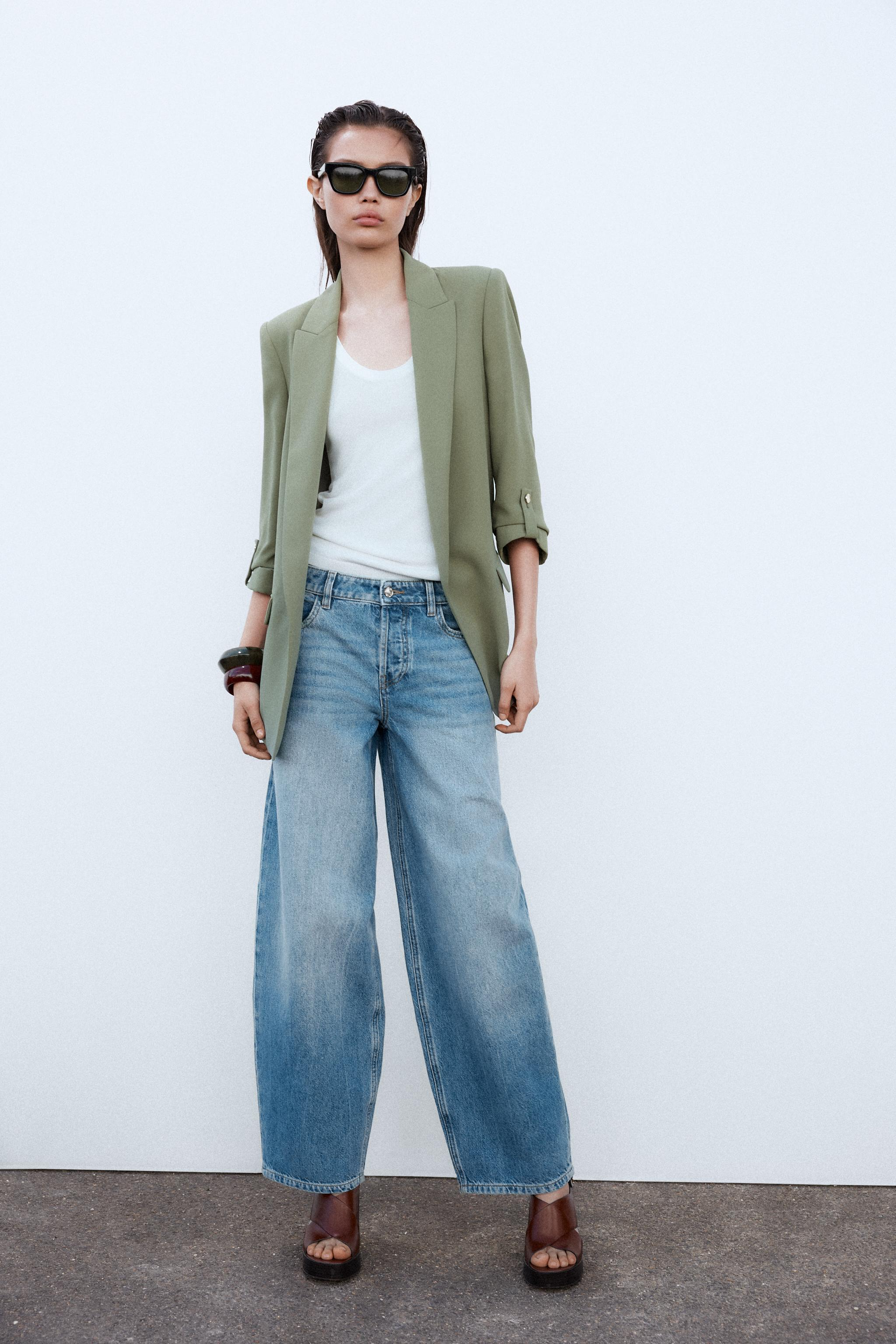 Khaki Rolled-Up Sleeves Blazer