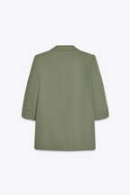 Khaki Rolled-Up Sleeves Blazer