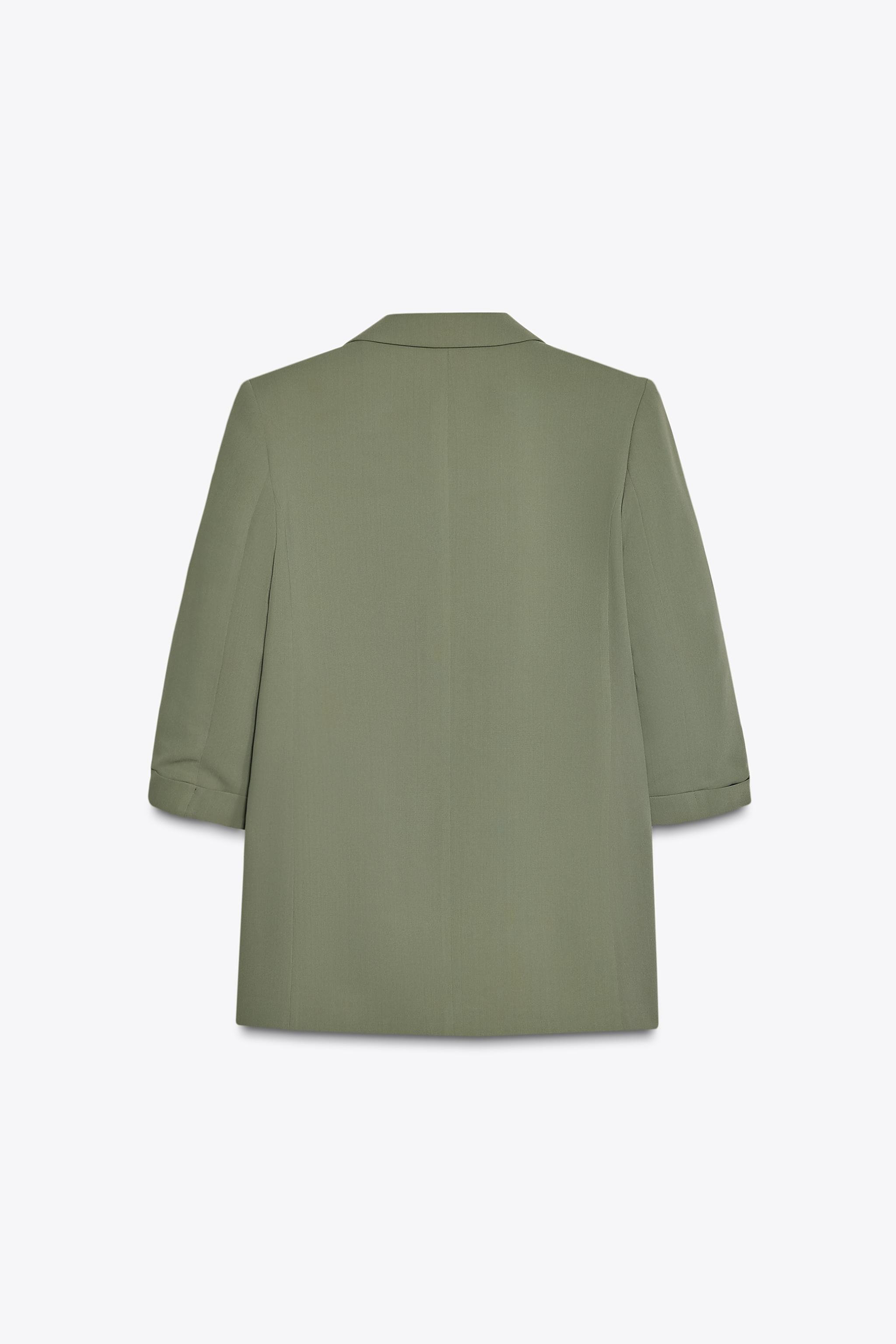 Khaki Rolled-Up Sleeves Blazer
