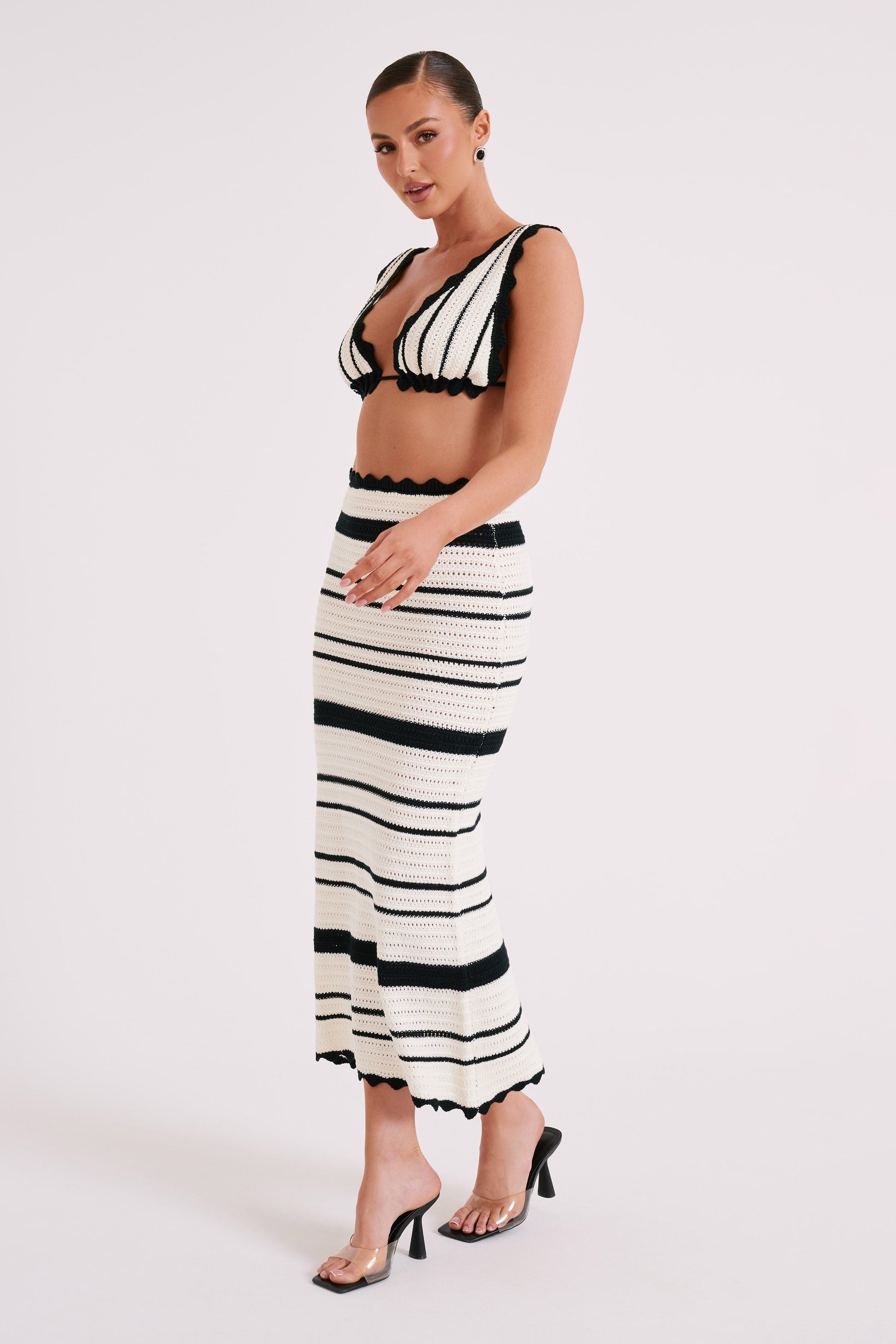 Black-and-white striped co-ord Set
