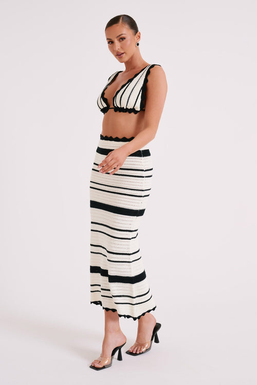 Black-and-white striped co-ord Set