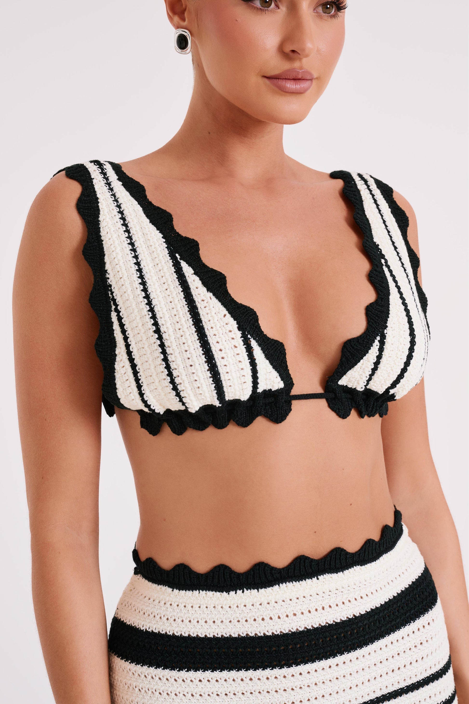 Black-and-white striped co-ord Set
