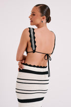 Black-and-white striped co-ord Set