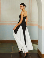 Monochrome Paneled A-Line Gown