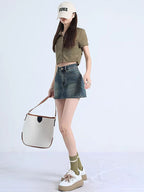 Denim Mini Divider Skirt