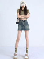 Denim Mini Divider Skirt